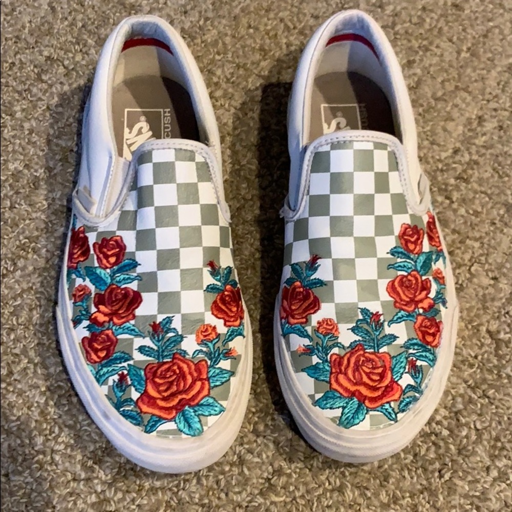 Floral checker Vans